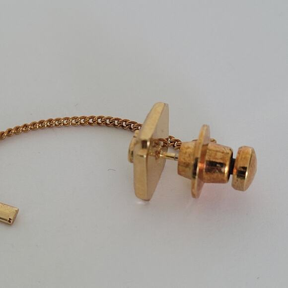 Christian Dior CD Tie Necktie Pin Clasp Gold Blac Logo Square Vintage Small Logo - Picture 3 of 5